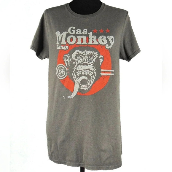 Gas Monkey Garage Tops - Gas Monkey Garage Tshirt Grey With Orange Logo sz Small